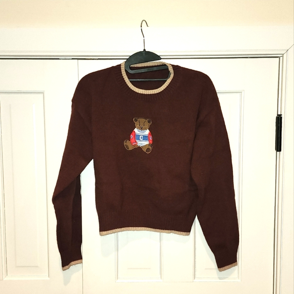 Cider Sports Bear Burgundy Sweater Large